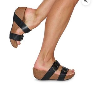 Bos. & Co. LAWT BLACK WEDGE SANDALS Size 7